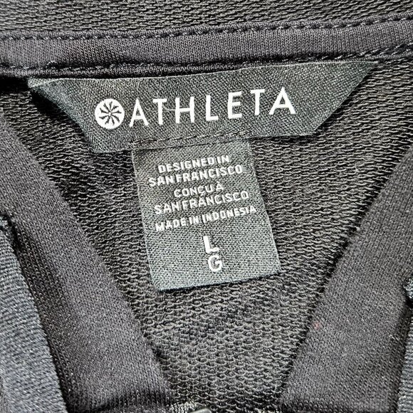 Athleta Hoodie Womens Large Black Retroterry 1/2 Zip Oversized Pullover - Picture 3 of 11
